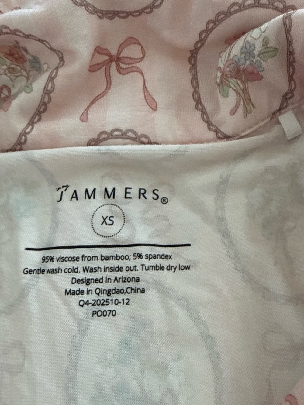 Women's Light Pink Floral Button-Front Pajama Set - Picture 3 of 3